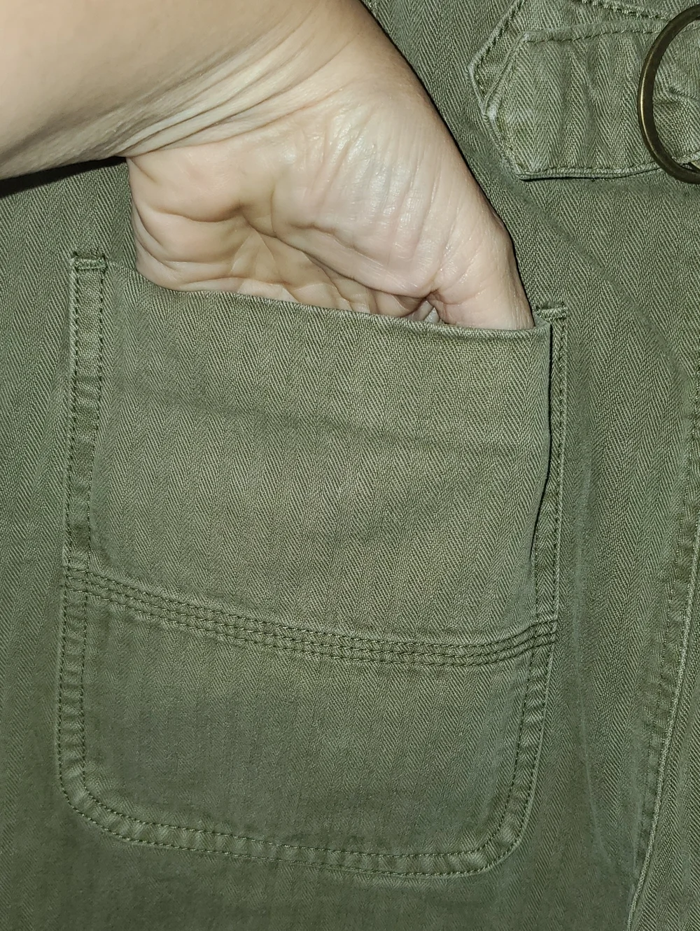 Free People Wide Legged High Rise Cropped Olive Army Green Pants Size 6